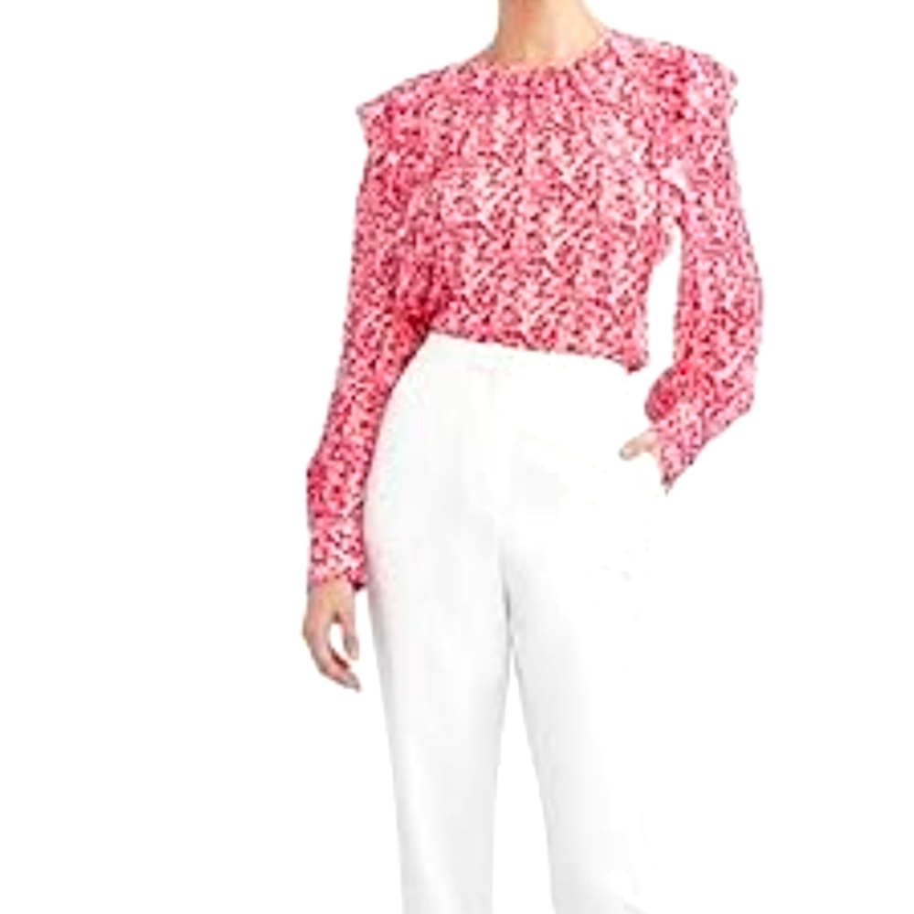 BCBGMaxAzria Peony Ruffle Blouse NWT Size Large Peonycom